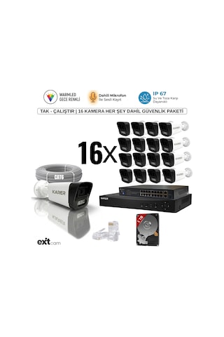 16'lı Ip-5mp-poeli-sesli -gece Renkli- Su Geçirmez- Full Hd-1tb-güvenlik Kamera Seti