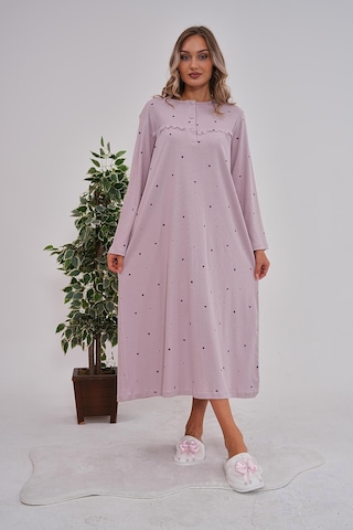 Mecit 6152 Lila Kadın %100 Pamuk Büyük Beden Gecelik Lila