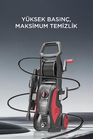 Torima Hpc-01 Kırmızı Yüksek Basınçlı Oto, Halı, Bahçe Temizleme Ve Yıkama Makinesi 2000w, 150 Bar Kırmızı
