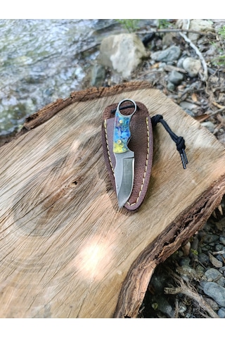 El Yapımı Outdoor Kamp Bıçağı Mavi - Sarı