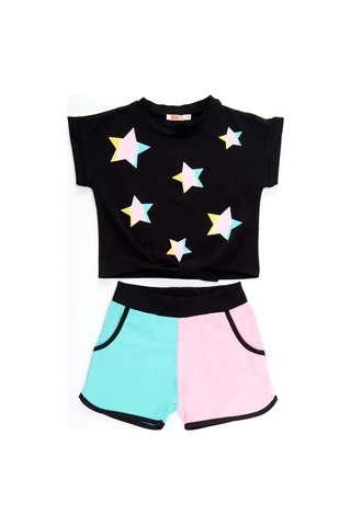 Denokids Mshb&g Renkli Yıldız Kız Çocuk T-Shirt Şort Takım Çok Renkli