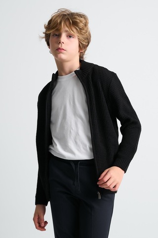 Alexandergardı Fermuarlı Dik Yaka Hırka Siyah