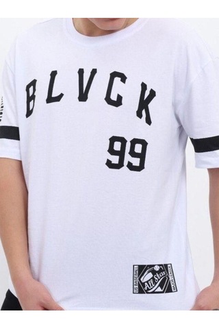 Ekkokids Çocuk Harf Baskılı Tshirt-14613 Beyaz