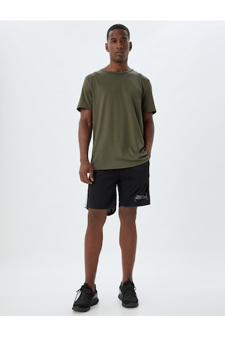 Koton Spor Tişört Basic Kısa Kollu Bisiklet Yaka Haki Çizgili 5wam10112nk Haki