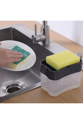 Gri Vıshua Bulaşık Deterjanı Basın Temiz Tencere Fırçası Mutfak Otomatik Dolum Kutusu Temizlik Bezi Yıkama Bulaşıkları Fırça Pot Sabun Sıvı Kutusu