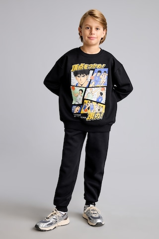 Defacto Overshirt Fit Bisiklet Yaka Baskılı İçi Yumuşak Tüylü Sweatshirt Erkek Çocuk I3177a826wnbk81 Siyah-bk81