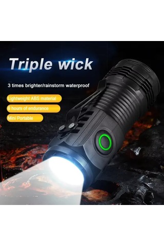 Taşınabilir Mini Led El Feneri 3led Ultra Güçlü Işık Flaş Işığı Siyah