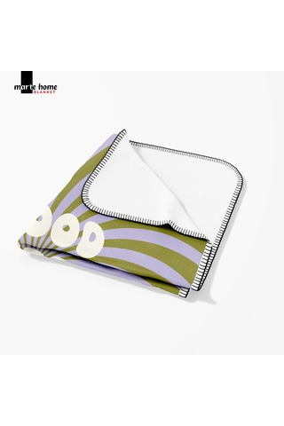 Good Vıbes Only Polar Tv Battaniyesi 100x170 Cm Tek Taraf Baskılı Yeşil Lila - Yeşil