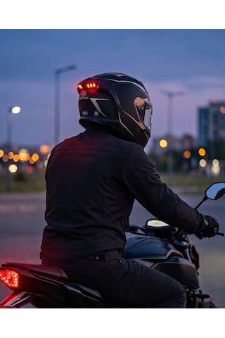 Caspiano Homer Full-face Led Işıklı Glossy Black / Gold Motosiklet Kaskı Ece-r 22.06 Sertifikalı Sarı