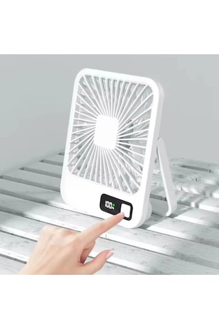 Dijital Ekranlı Şarjlı Fan Vantilatör Standlı Sessiz Soğutucu Taşınabilir Ayarlanabilir Kademeli Fan