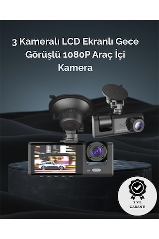 1. 3 Kameralı Full Hd Araç Kamerası Ön İç Ve Arka Görüş İle %100 Kapsama