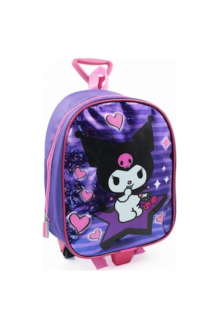 Parlak Kuromi Çekçekli Anaokulu Çantası - Çocuk Çanta - Kreş Çantası - Kuromi Çanta Mor