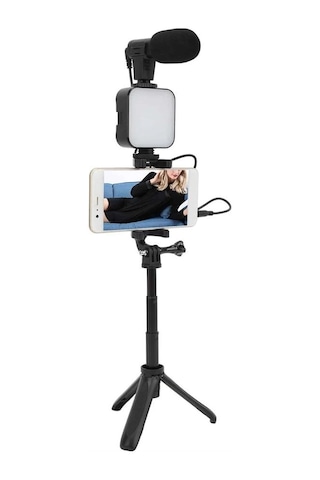 Mey İthalat Video Making Kit Telefon Tutucu Vlog Video Mini Led Işıklı -