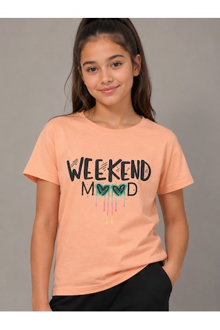 Ela Kız Çocuk Pamuk Penye Tshirt Turuncu