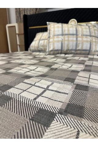 Nivemeshome Kahve Desenli 200x230 Tek Pike Örtüsü Çift Kişilik Kahve