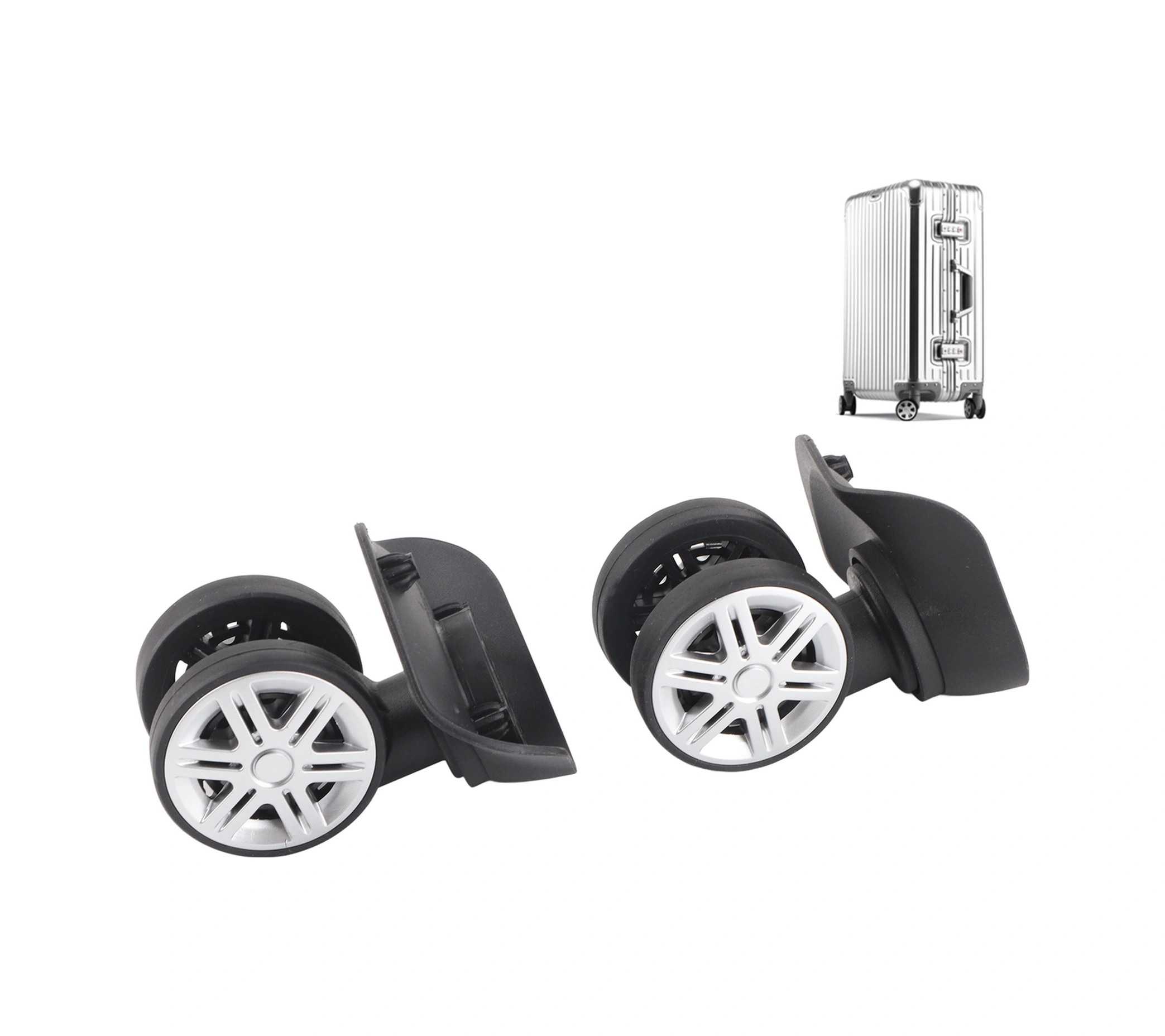Shineyee Sessiz Çift Sıra Büyük Tekerlek Valiz Aksesuarı, Pp+pet Malzeme, Yüksek Kaliteli, Kolay Kurulum, Siyah 2 Adet Tekerlek + 8 Adet Vida
