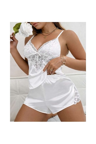 Noctafia Saten Şortlu Takım Beyaz - 890552161 Beyaz