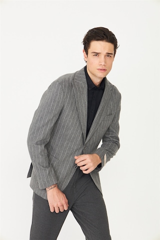 Gri Çizgili Spor Blazer Ceket Gri
