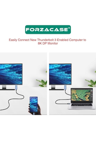 Forzacase FC894 Type-C to DP Kablo 8K 60hz / 4K 120hz Görüntü Aktarıcı Kablo 2 MT