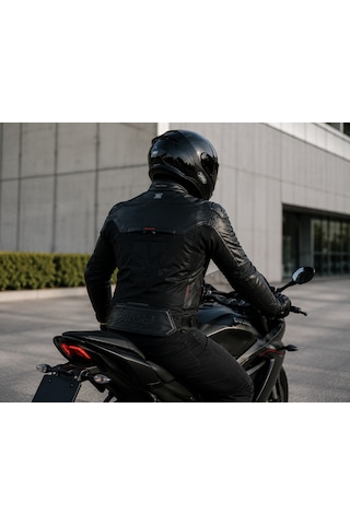 Prosev Falcon Motosiklet Montu 4 Mevsim Maxdura 600-d Dayanıklı Kumaş Deri Motorcu Mont Black