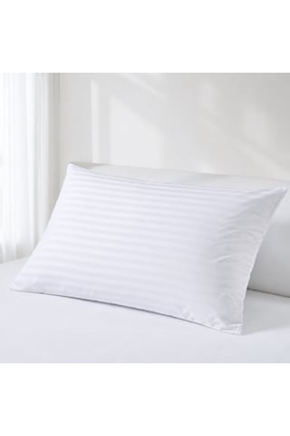 Beyaz Pamuk Saten Çizgili Yastık Kılıfı 50x70 Cm 83 Tel 1 Cm Şeritli Otel Tipi Yumuşak Nefes Alan Pamuklu Saten Yastık Kılıfı 2'li Set