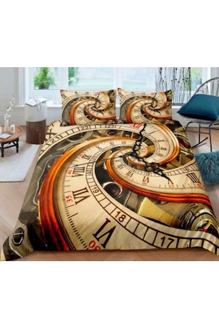 Clock Tek Kişilik 3 Parça Saten & Pamuk Nevresim Takımı Clock Tek Kişilik 3 Parça Saten & Pamuk Nevresim Takımı