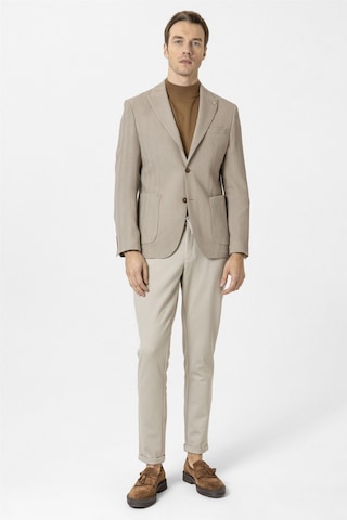 Süvari Bej Slim Fit Düz Sivri Yaka 6 Drop Ceket-33877 Bej