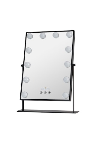 Lom2086 Hollywood Style 3 Renk Led Işıklı Makyaj Aynası, Dokunmatik, 360 Döner Metal Çerçeve Siyah Çok Renkli