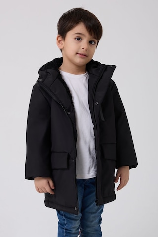 Freemen Kürklü Su ve Rüzgar Geçirmez Kapüşonlu 3 Kışlık Erkek Çocuk Mont - Siyah