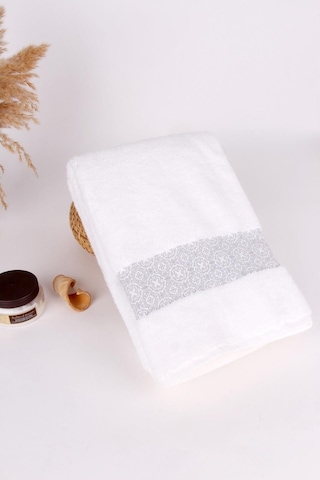 Baveno Pamuk 70X140 Beyaz Barok Desen Banyo Havlusu