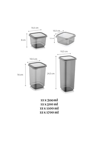 Meleni Home 48'li Çeyiz Seti Bonny Etiketli Kavanoz Seti Kare Erzak Saklama Kabı Kahvaltılık Baharatlık Çerezlik