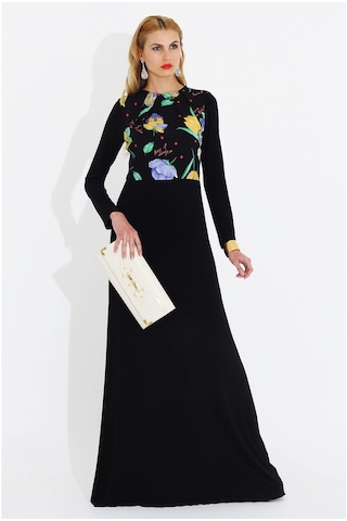 Nidya Moda Büyük Beden Elbise-4046S Siyah