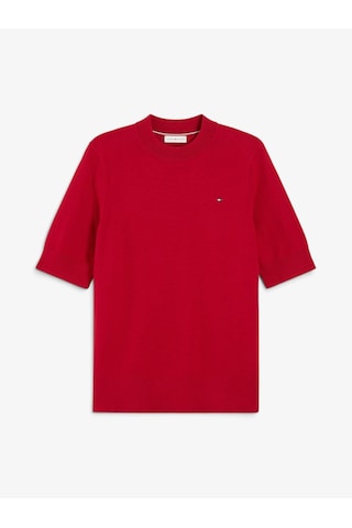 Tommy Hilfiger Cotton Jersey Fıne C-nk Ss Swt Kadın Kırmızı Kazak - Ww0ww49705