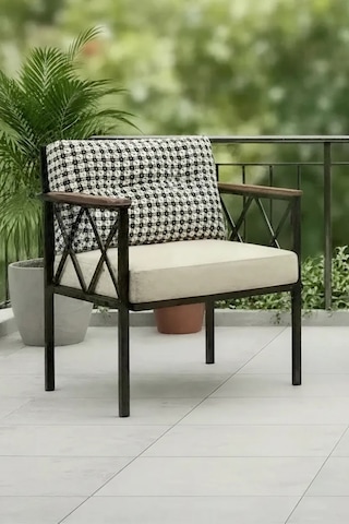 Safir 1'li Kaz Ayağı Kırlent Balkon-bahçe-kafe-çay Seti-koltuk Takımı-oturma Grubu-ofis Koltuğu Krem