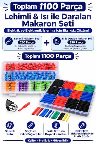 Goldenbee 1100 Parça Lehimli Makaron Seti Kablo Birleştirici Plastik Çantada Karışık