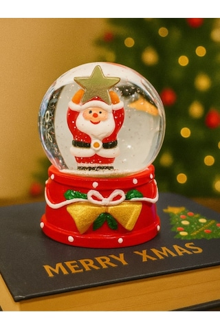 Yeni Yılın En Güzel Hediyesi 2026 Yılbaşı Yıldız Tutan Noel Baba Temalı Led Işıklı 9 Cm Kar Küresi Kar Küresi