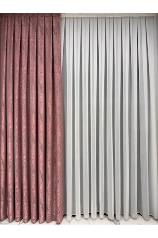 Velar Soft Gül Kurusu Fon Perde Tek Kanat 1/3 Sık Pile Gül Kurusu