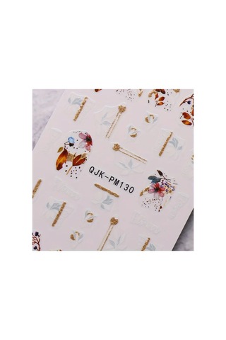 Nailist Floral Çiçekli Seri - Altın Yaldızlı Yapışkan Tırnak Sticker Nail Art Tırnak Dövmesi 30630312