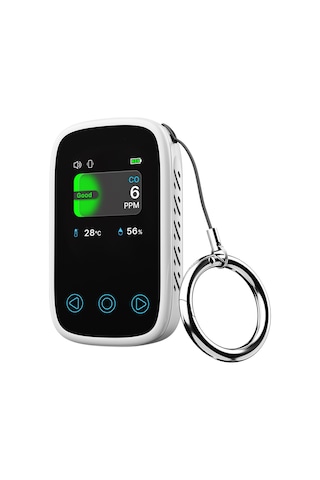 Lemestar Hava Kalitesi Testeri - Co, Sicaklık, Nem Ve Atmosfer Basıncı Ölçer, Tft Lcd Ekran, Otomatik Parlaklık, 800mah Pil, Type-c Şarj Beyaz