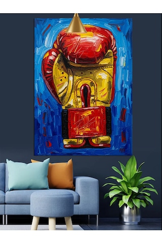 Kırmızı Tek Büyük Boks Eldiveni Dekoratif Kanvas - Mdf Ahşap Tablo