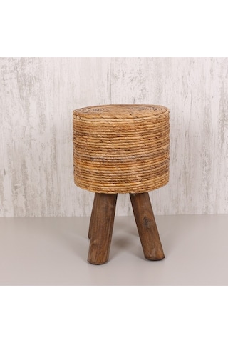 Muz Yaprağı Puf & Stools-doğal Teak Ağacı Gövde 32x50 Cm Bej