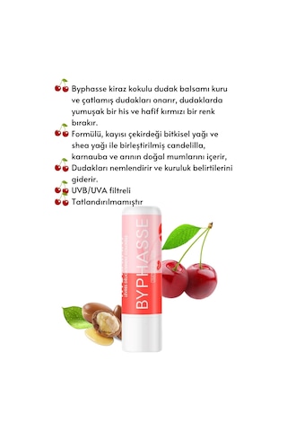 Byphasse Kiraz Aromalı Nemlendirici Renkli Dudak Bakım Kremi 4.8 G