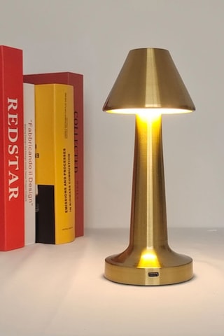 Şapkalı Mantar Model Gold Altın Renk Dokunmatik Şarjlı Masa Lambası Gold