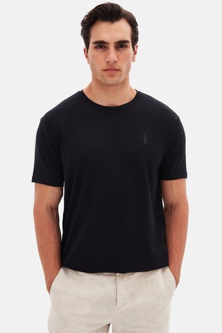 Twn Slim Fit Siyah Düz Kabartma Baskılı T-shirt 4ec148551753m Siyah