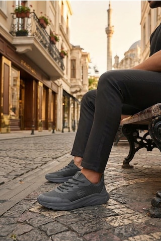Scooter M2011 Rahat Deri Tekstil Sneaker Erkek Ayakkabı Füme
