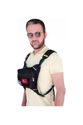 Motorcu Göğüs Çantası Reflektörlü Su Geçirmez Kan Grubu 0rh+