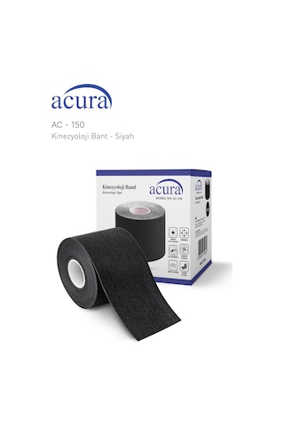 Ac-150 Yüz & Vücut Uyumlu Hipoalerjenik Kinesyo Tape Bandı 5m X 5cm Siyah Renk 1 Beden