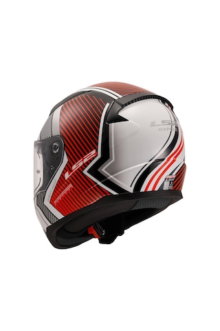 Ls2 Rapıd 2 Extra Gökkuşağı Vizör + Şeffaf Vizör Kask Beyaz Kırmızı