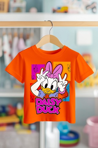 Book Orbook Cute Daisy %100 Pamuk Premium Kalite Çocuk Tişörtü 3-12 Yaş Turuncu