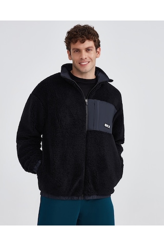 Skechers M Outdoor Fleece Full Zip Sherpa Erkek Siyah Ceket S232294-001 Siyah